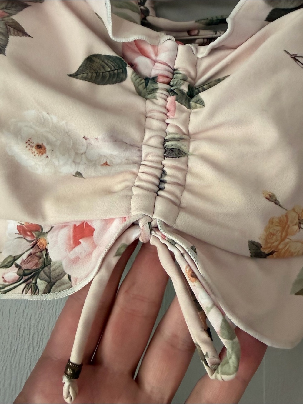 Power 2 the Flower Brigitte Blush Floral Print Ruffle swim top - Picture 5 of 7